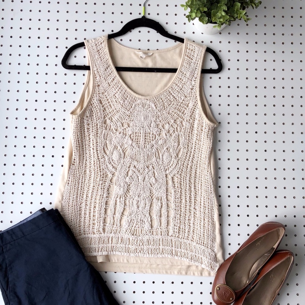 ANTHROPOLOGIE ADIVA crocheted boho tank top